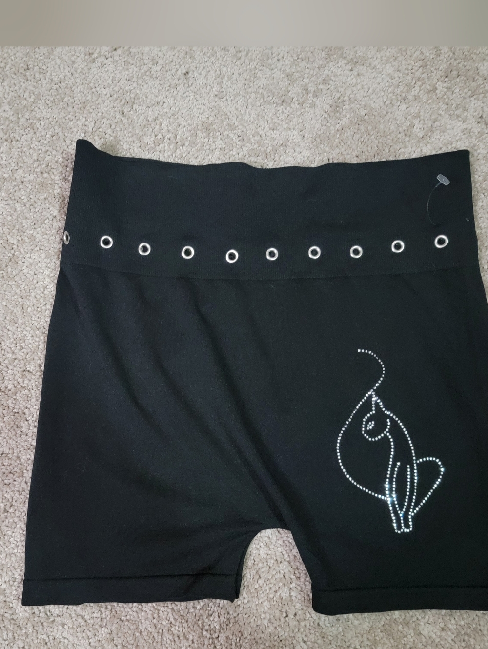 Baby Phat Black Stretch  Shorts with Rhinestone Cat Detail New W Tag